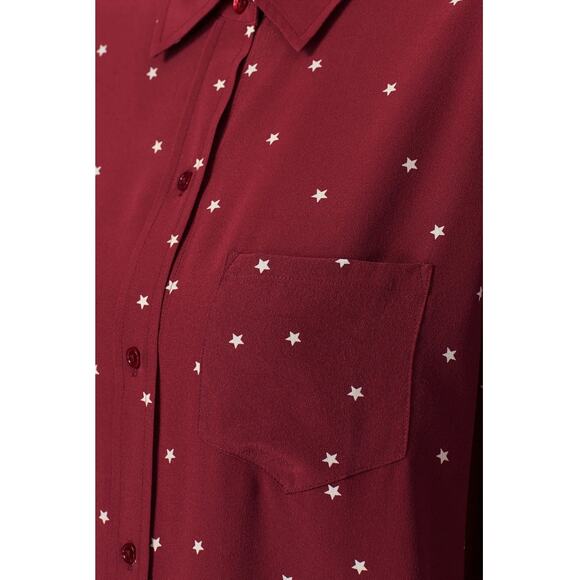 Rails Kate Blouse Small Burgundy Merlot Star Print Button Up Blouse Shirt Top - Picture 5 of 9